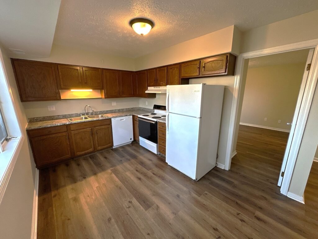 One-bedroom Garden Apartment kitchen at Country Club Hills, Steubenville, with modern appliances and cabinetry.