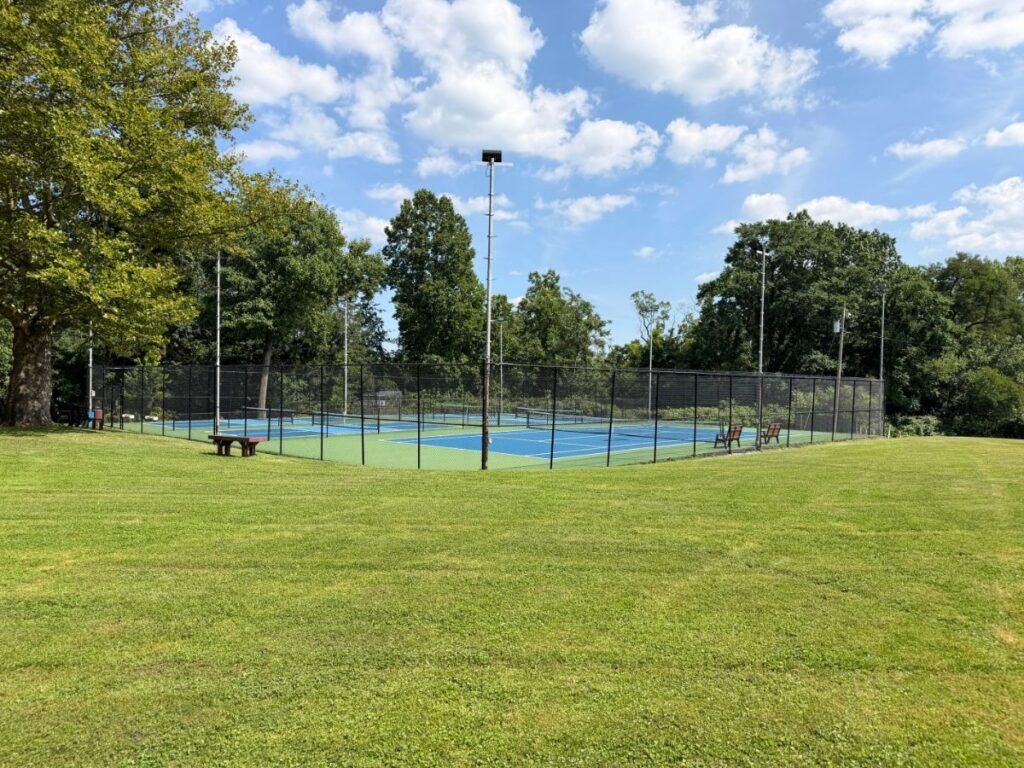 Wide view of the new pickleball courts at Marland Heights Park in Weirton, WV